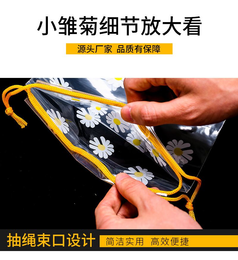 新款小雏菊旅行整理收纳抽绳束口袋小清新透明磨砂防水包装袋1825详情图12