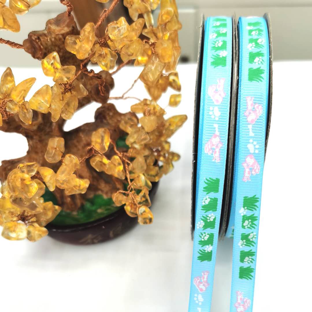 1Cm Polyester Ribbed Belt Printing Three Color Belt, Color Ding Belt And Other Patterns, Factory Direct Sales Specification drawing