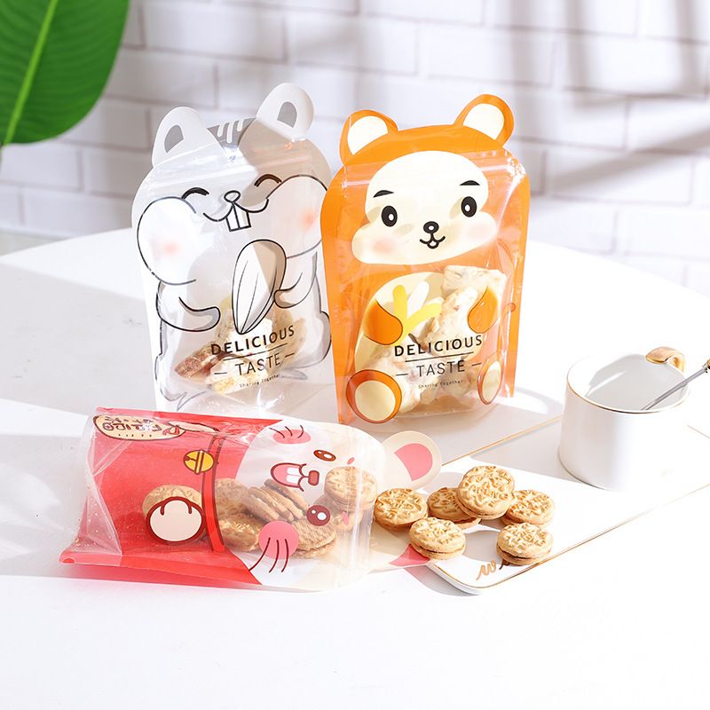 Special-Shaped Bag General Snack Food Bag Nut Biscuit Snack Cartoon Ziplock Bag Transparent Sealed Mouth Special-Shaped Bag details Picture