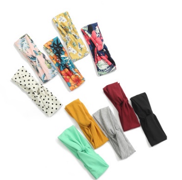 2020 new solid color cross-elastic hair band ladies face hair band retro floral fabric hair band wholesale