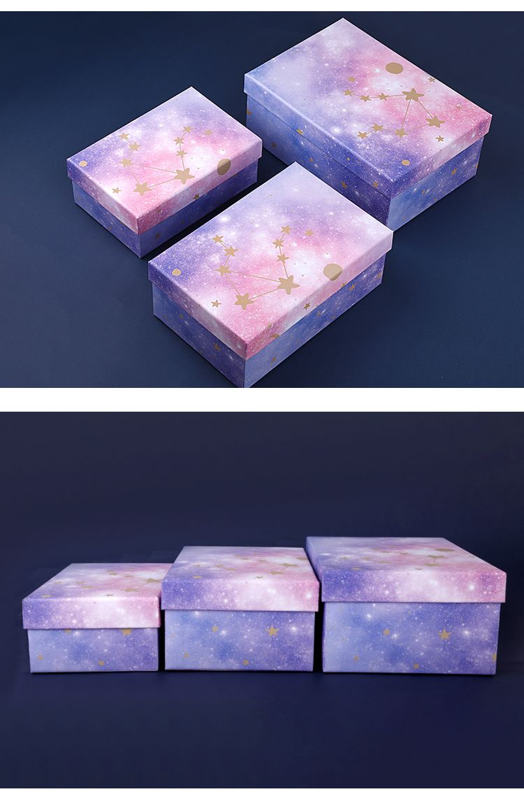 工厂星空礼品盒长方形纸盒三件套节日礼物盒鲜花盒礼盒包装盒盒子详情图3