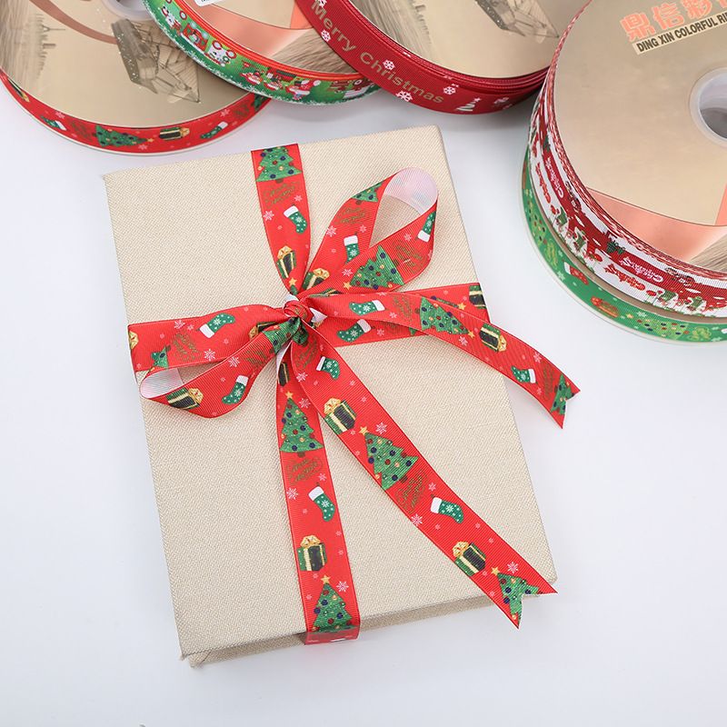 New Christmas ribbon 2.5CM printing ribbon Christmas dress up ribbon printing Christmas packaging ribbon