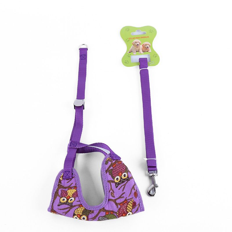 批发三明治双层网眼宠物胸背胸背带带帆布新款狗狗牵引绳牵引带紫