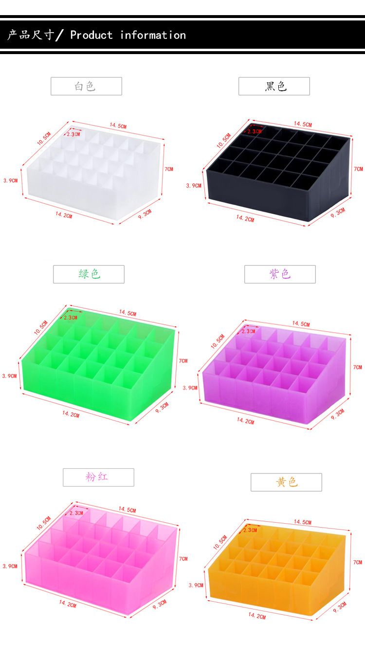 24-compartment lipstick stand desktop storage box, lipstick stand transparent lipstick display stand, makeup eyebrow pencil display pic 4
