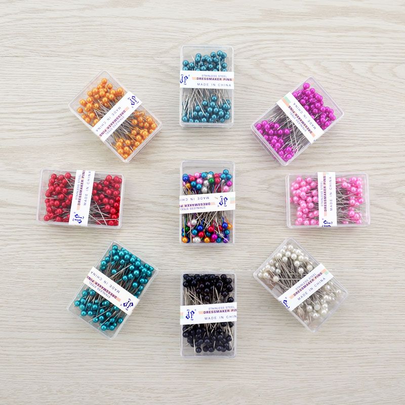 厂家直销 彩色塑料盒装100枚珠光针 衍纸定位针
