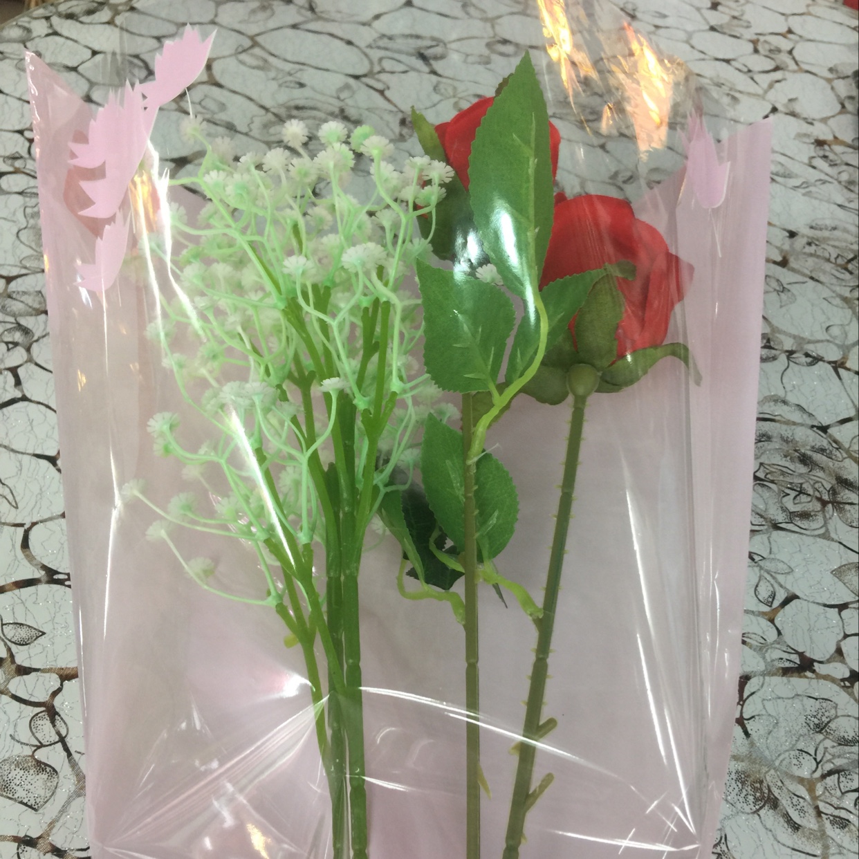 荷花三角袋  花束包装 鲜花假花包装袋 上口35cm高46cm详情图3