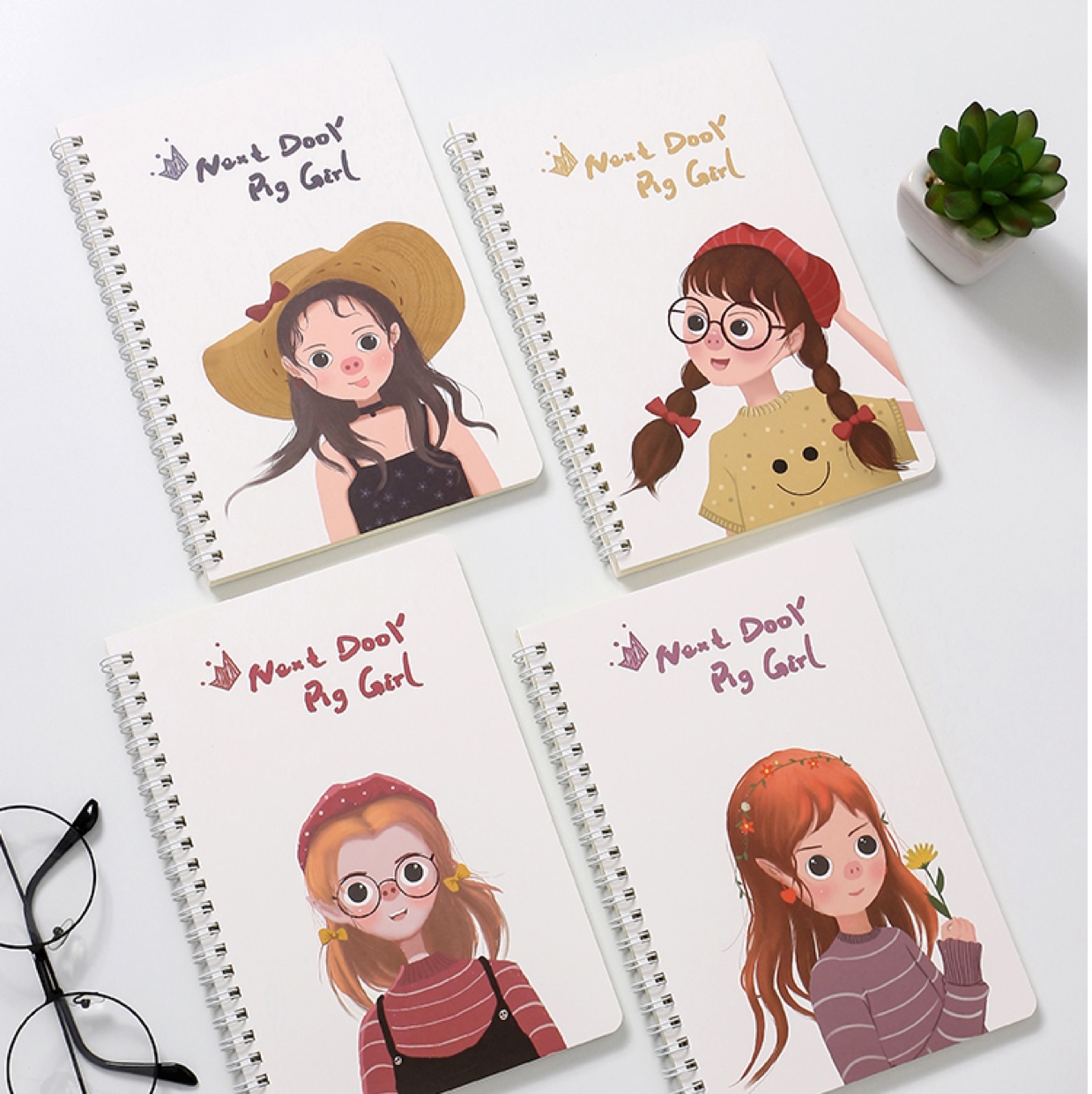 线圈本加厚侧翻A5文具笔记本子手帐本少女记事本卡通创意卡通女孩