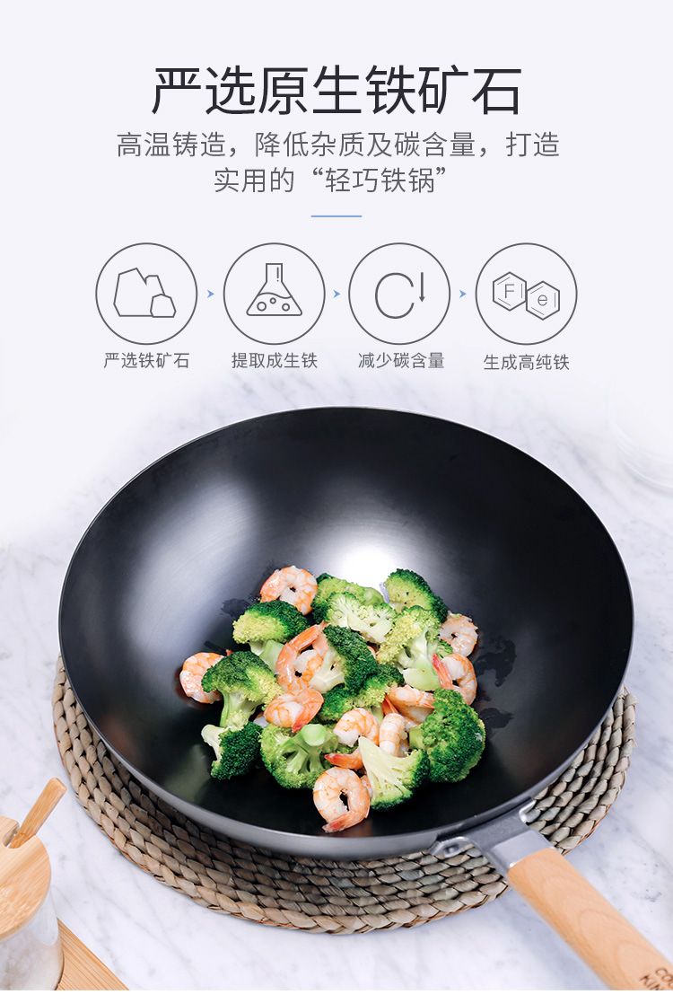 Cooking Emperor Household Cooking Pot Fuel Saving Old Iron Pot Round Bottom Cast Iron Pan Gas Stove Suitable For Less Oil Smoke Application Scenario