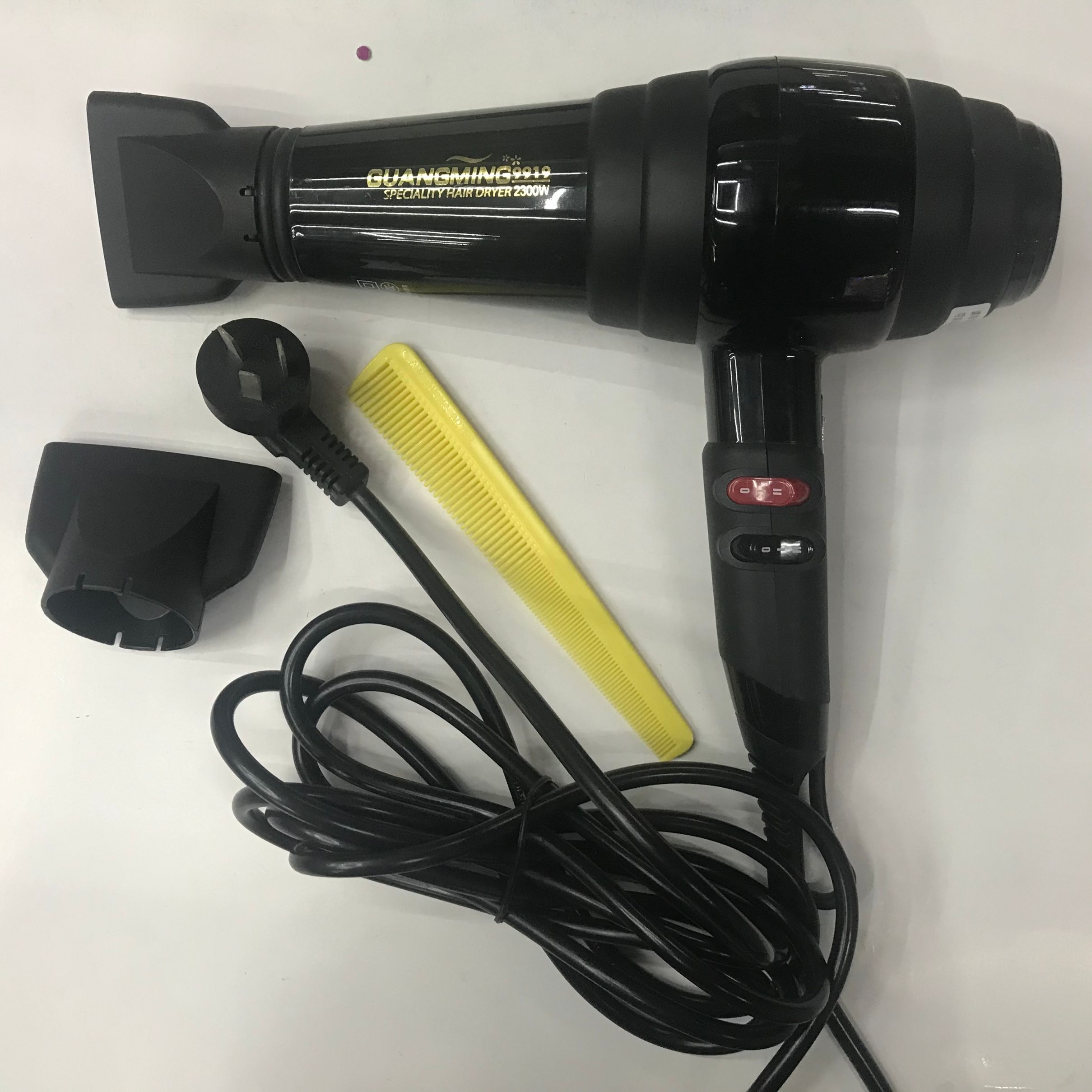 Bright three-plug black high-power professional hair dryer Specification image