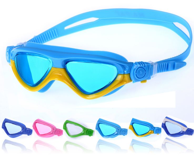 Children's swimming glasses waterproof and anti-fog large frame electroplated youth swimming glasses 6600