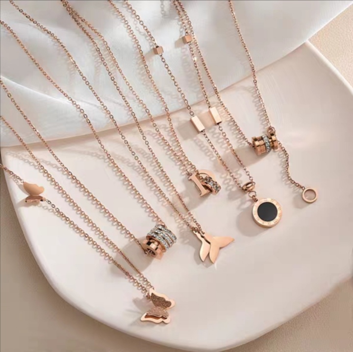 Bamboo Peak Jewelry Titanium Steel Necklace Butterfly Fishtail Collarbone Chain Necklace Women's Stainless Steel Necklace Fashion Necklace