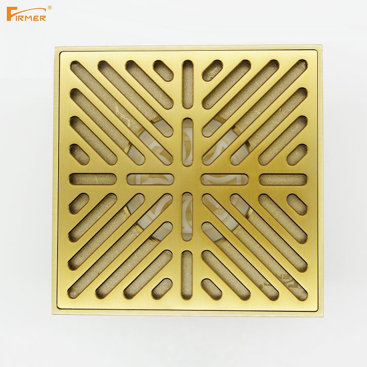 FIRMER all copper deodorant core shower bathroom sewer insect proof toilet brushed gold floor drain Specification drawing