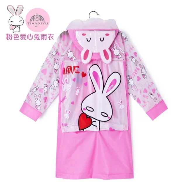 Yiwu manufacturer's direct sales of cartoon children's raincoats with schoolbag positions and waterproof raincoats Item Picture