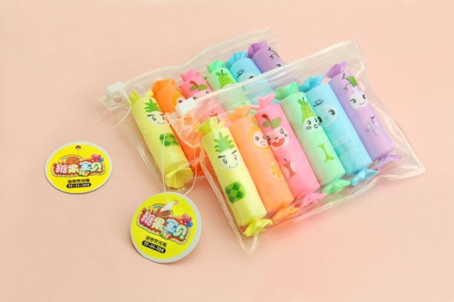 1 sets of student office 6 mini colored highlighters with candy-scented marker pens.1Sets (Total 6 Pcs) Student Office 1 Mini Colored Highlighters, Candy-Scented Marker Pens, Chisel Tip, Assorted Col thumbnail