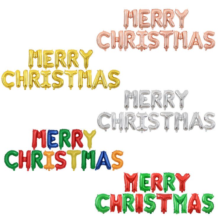 节日用品圣诞节气球美版16寸字母铝膜气球merrychristmas圣诞快乐套装详情2