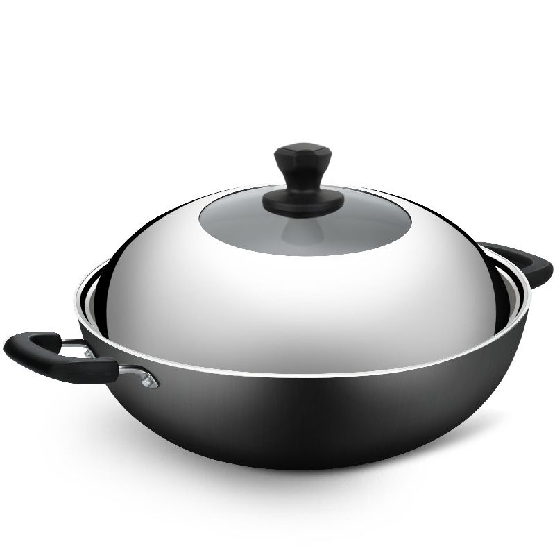 Cooking Emperor Cast Iron Wok Household Rust-Proof Uncoated Raw Iron Pot Thickened Cooking Pot Induction Cooker Universal full figure