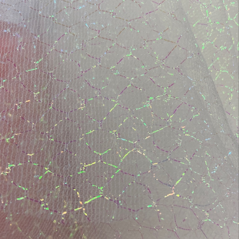 White colored mesh fabric, pink, white, yellow, green and purple headwear decorative handicrafts Specification image