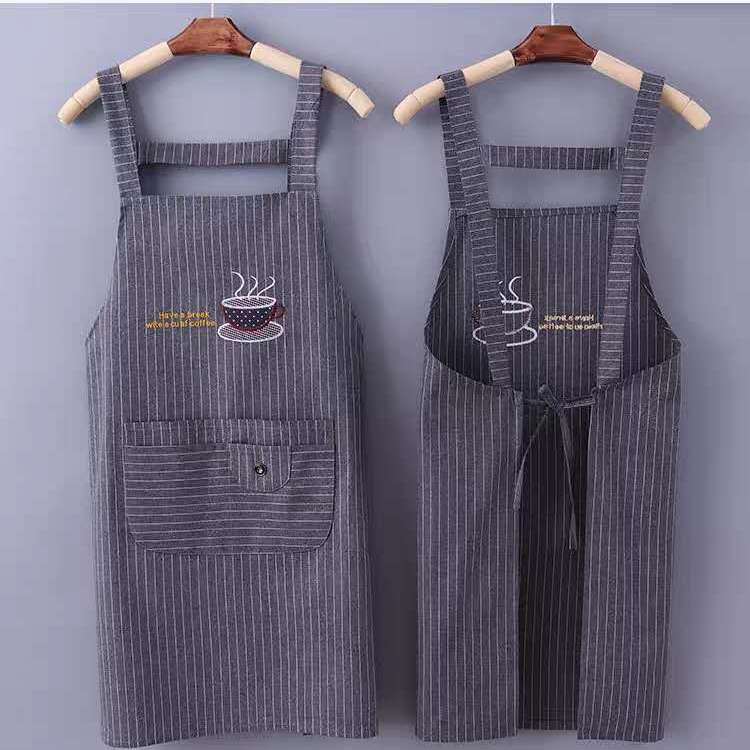 New style of pure cotton, cotton and linen apron, old coarse cloth cover-up, women's kitchen oil-proof and stain-proof shoulder straps, reversible dressing and protective clothing work clothes