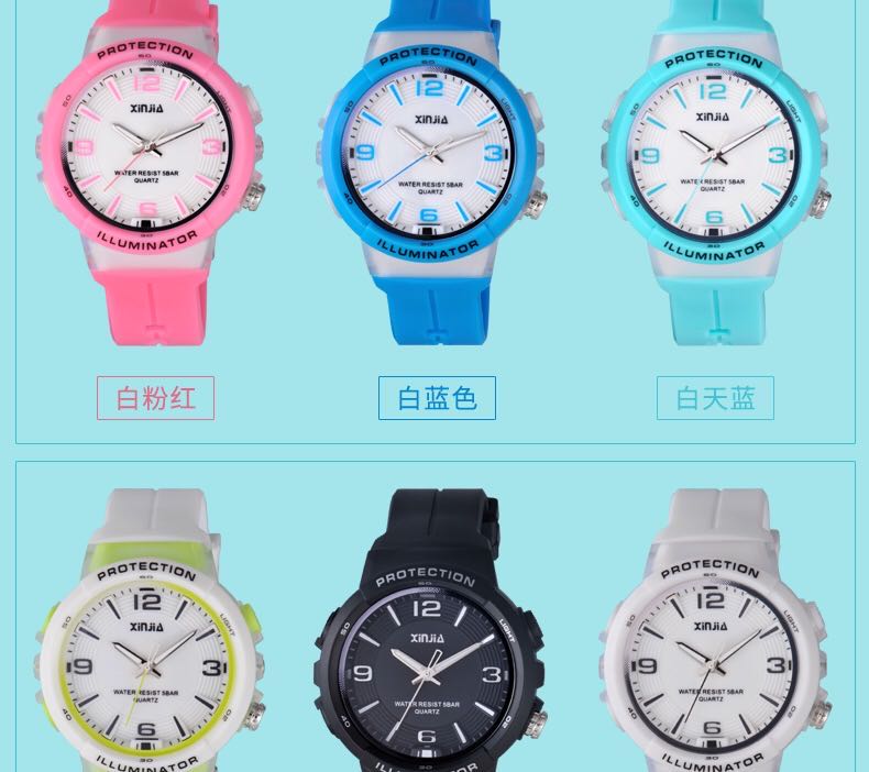 Xinjia boys' and girls' sports electronic watches, luminous waterproof watches for primary and secondary school students, children's light watches, girls' pointer watches detail image 5