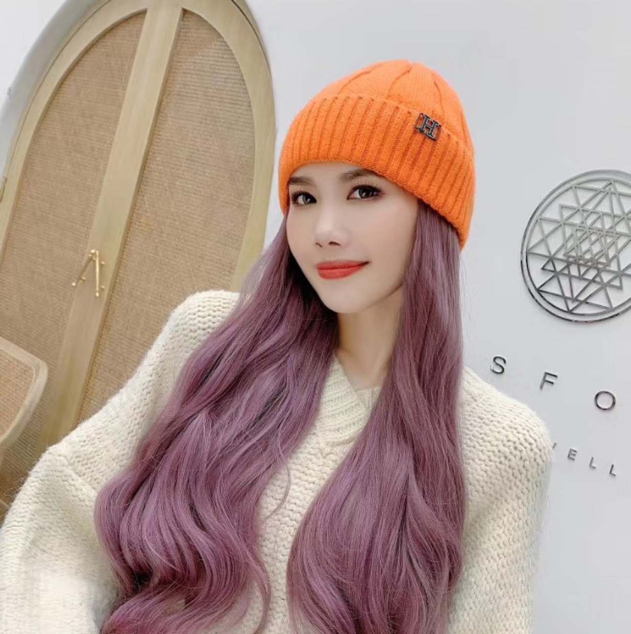 Woolen cap wig, detachable woolen cap Velcro wig piece, matte high-temperature silk wig piece undefined