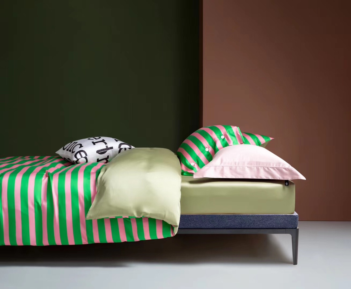 60 Tencel Digital Printing Series 4-Piece Pink Green Stripe Specification drawing