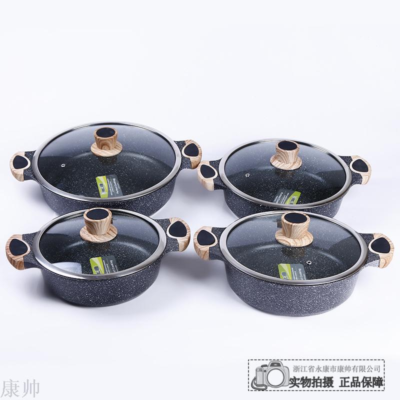 Marble shallow soup pot