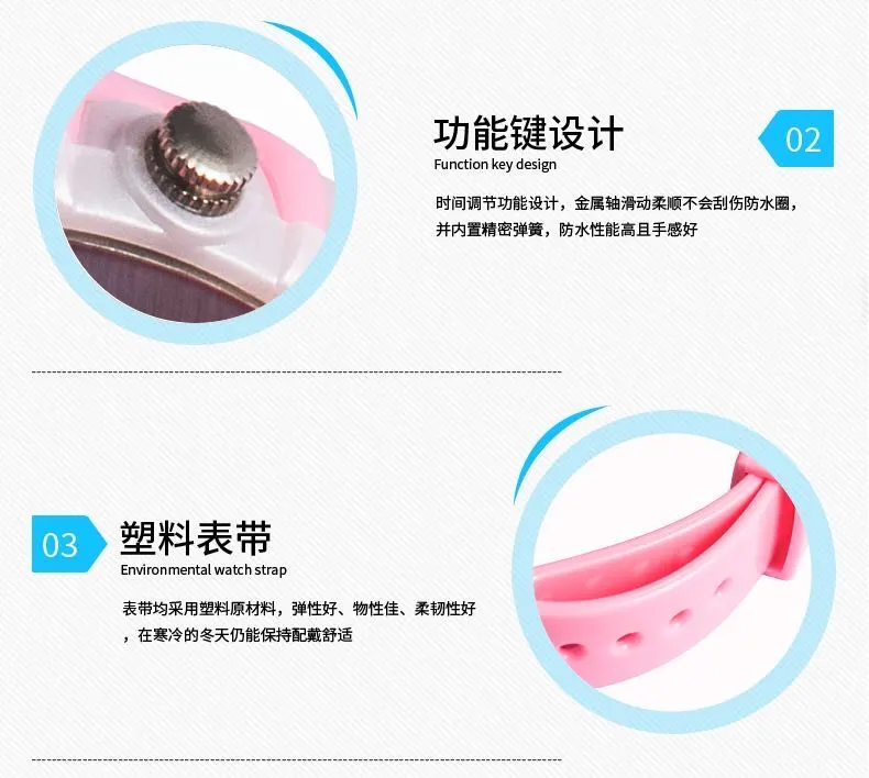 Xinjia waterproof children's watches, boys' and girls' swimming sports pointer watches, primary school students' watches, candy-colored quartz watches detail image 8