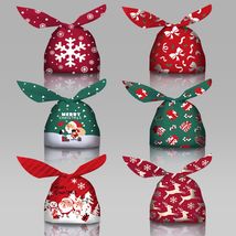新款圣诞节兔耳朵袋雪花酥牛轧糖果包装袋曲奇饼干烘培袋13.5*22