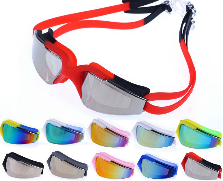 Large frame goggles without eye pressure, anti-fog goggles for men and women, waterproof, all silicone swimming glasses