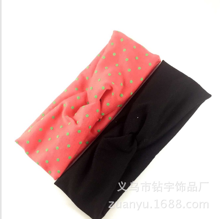 Simple casual satin print plus monochrome headband cross elastic elastic cotton headband manufacturer direct sales thumbnail