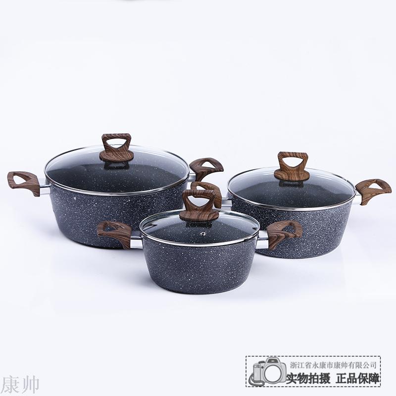 Marble three-piece soup pot set