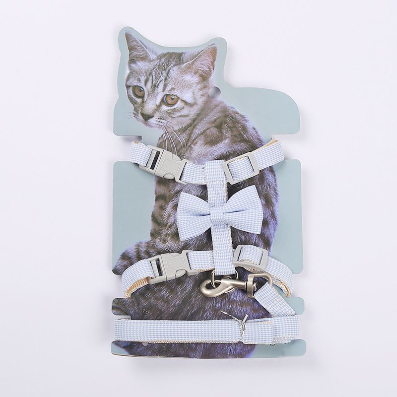 Wholesale of I-shaped cat leashes, durable cat chains and ropes for pets, wholesale of color-matched pure cotton webbing for cat walking