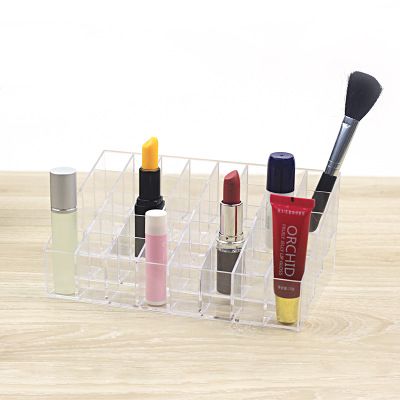 24-compartment lipstick stand desktop storage box, lipstick stand transparent lipstick display stand, makeup eyebrow pencil display Specification image
