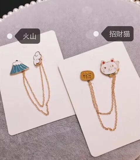 原宿可爱荷包蛋卡通宇宙可拆卸胸针衬衫领夹日系胸章情侣款[94]详情图3