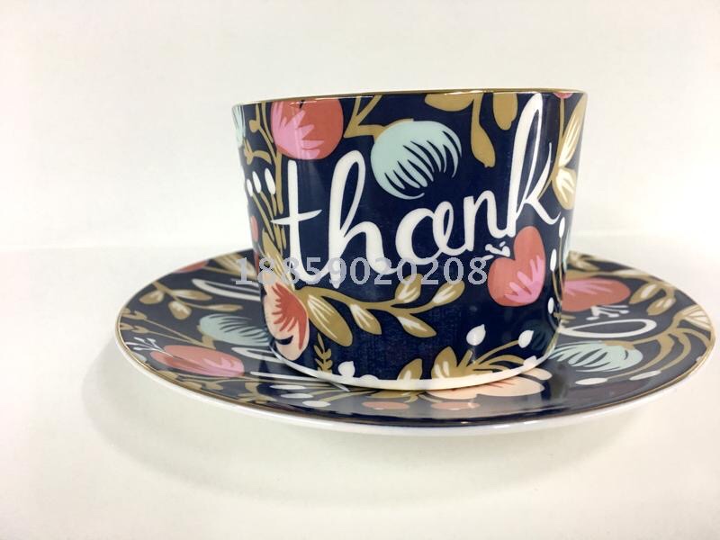 陶瓷咖啡杯碟咖啡具套装礼品礼盒骨瓷杯花茶下午茶杯thank you