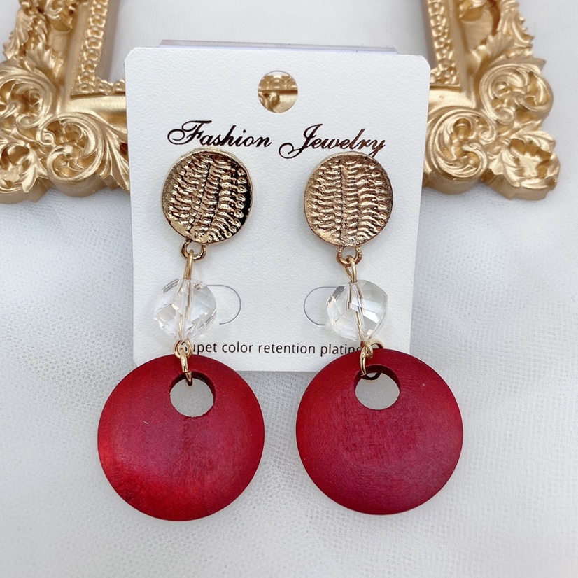 Stylish handmade earrings in crystal wood thumbnail