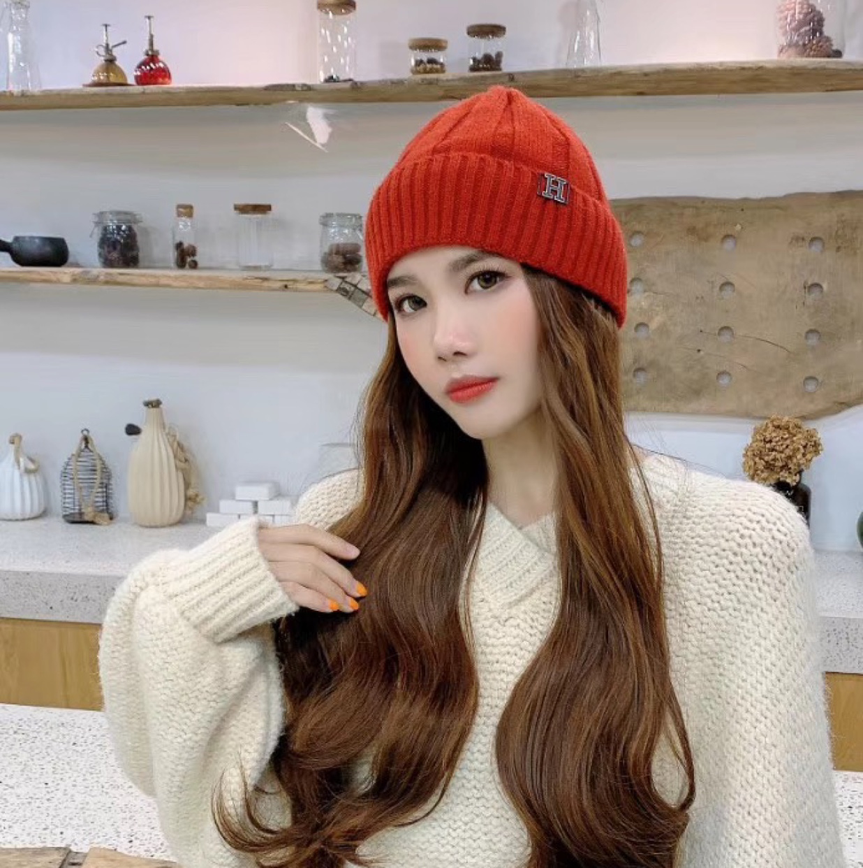 Woolen cap wig, detachable woolen cap Velcro wig piece, matte high-temperature silk wig piece