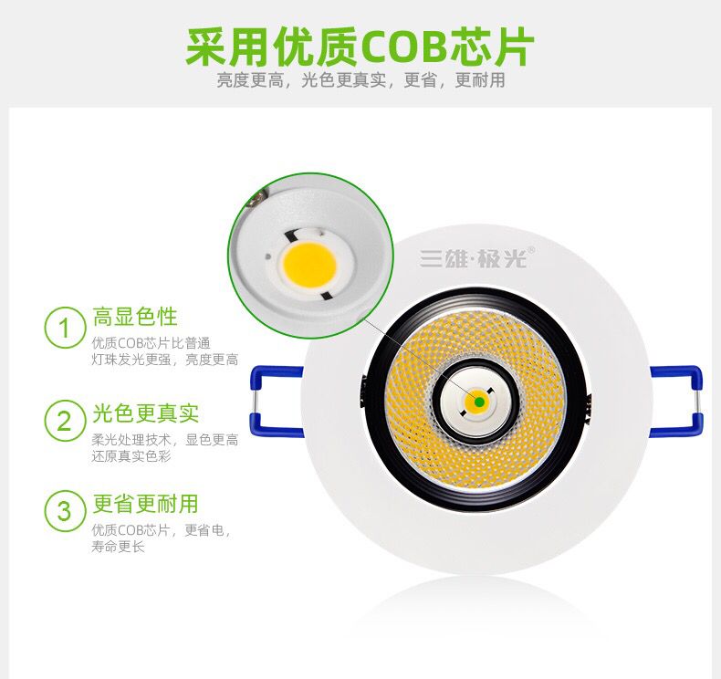 三雄极光星晨LED射灯天花板射灯背景客厅COB射灯卧室牛眼灯详情图2