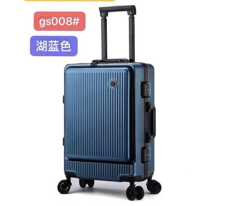 全铝拉杆带前开兜铝框商务电脑箱图