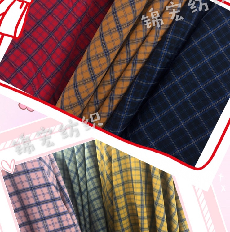 格子布蝴蝶结发圈大肠圈饰品布艺面料格子裙布料