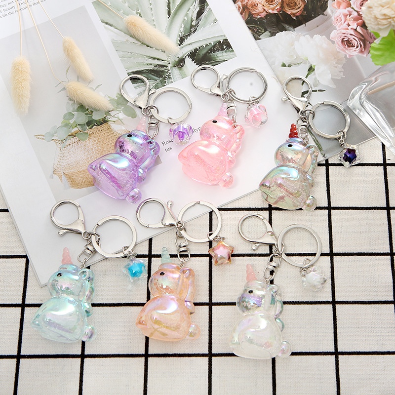 2020爆款创意卡通独角兽挂饰 亚克力包包钥匙扣 汽车挂件定制批发