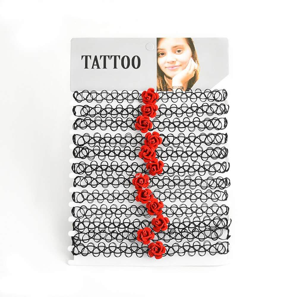 The popular aliexpress live stream is trending on hot style, a colorful tattoo necklace with American rose stretch and Bohemian style thumbnail