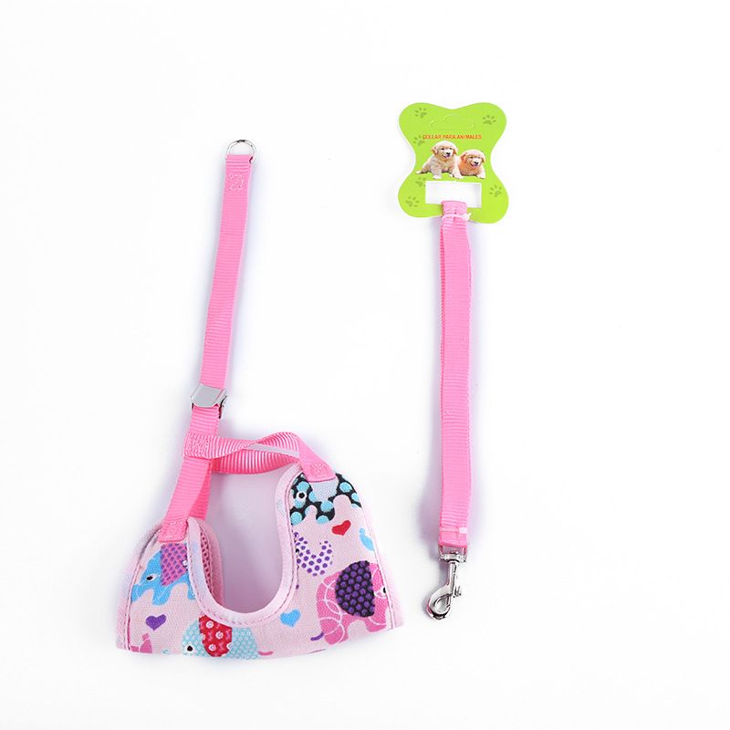 Wholesale sandwich double-layer mesh pet chest and back straps with canvas, new dog leashes, large pink leashes