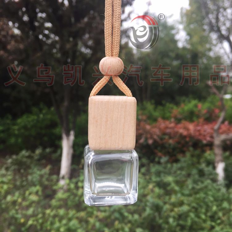 7ml新款四方玻璃瓶香水瓶挂件榉木 厂家可定logo详情图3