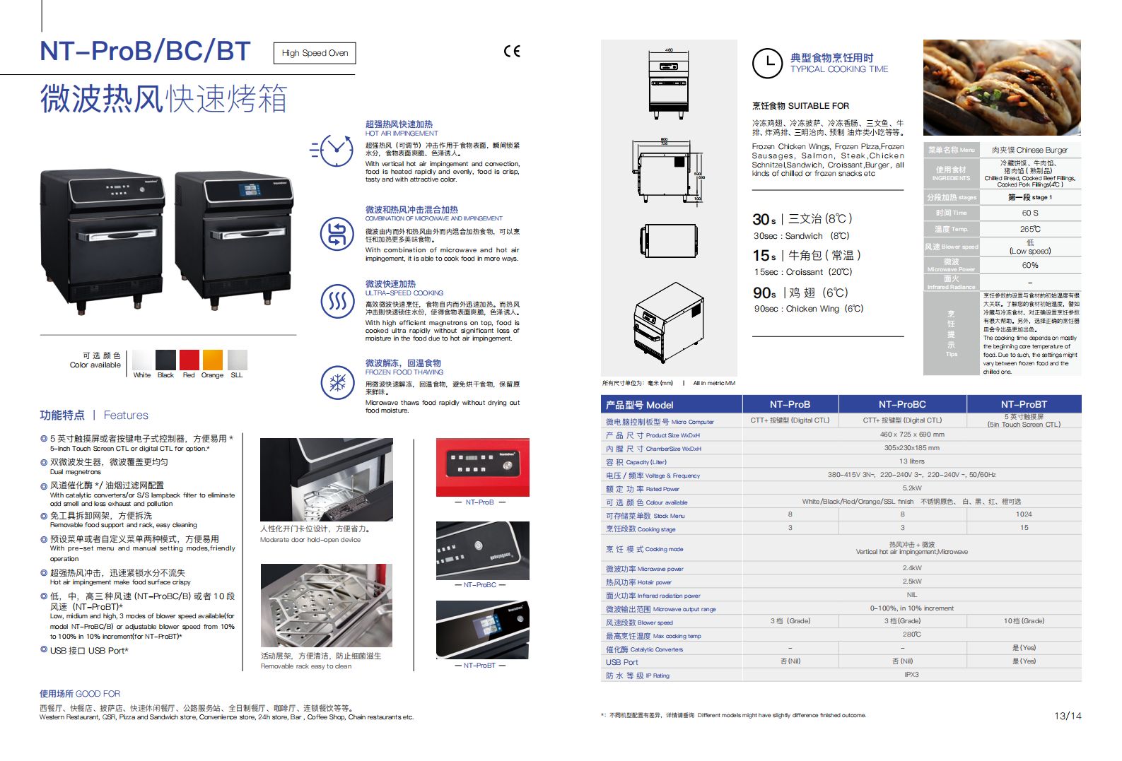 诺宾商用微波热风烤箱-触摸屏详情图6