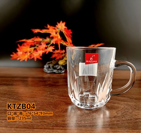 丽尊 玻璃杯子 茶饮杯  花茶杯 小马克杯 带把水杯 KTZB04