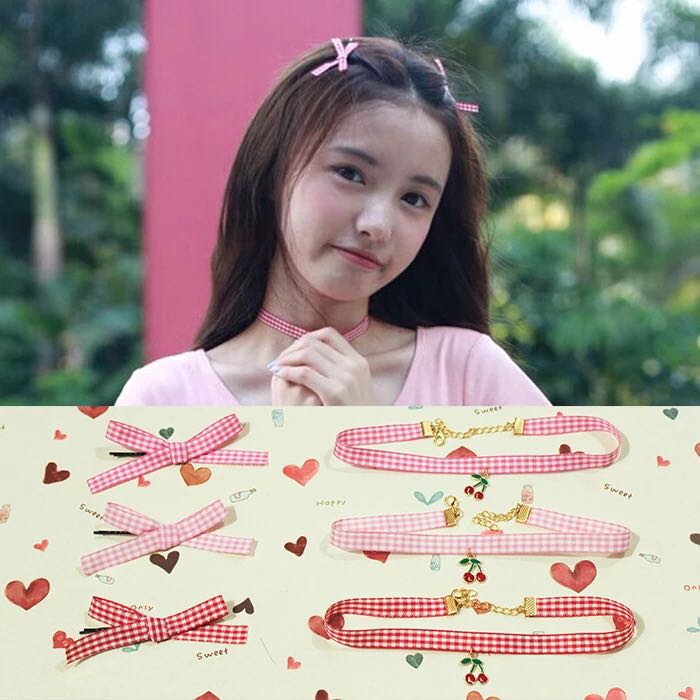 原宿软妹 林小宅同款choker樱桃格子项圈项链颈链[[87]详情图6