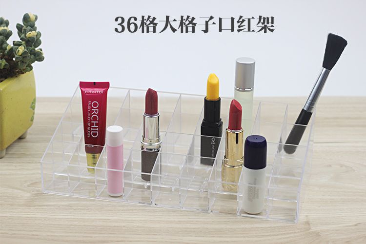 Transparent 36-compartment lipstick stand, makeup lip balm display rack, colored cosmetics desktop storage box detail image 2
