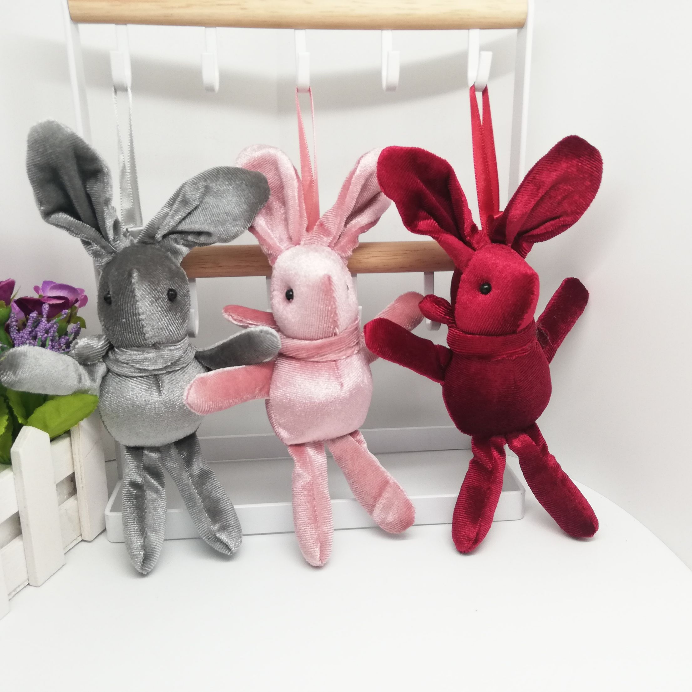 Plush toy pendants, rabbit keychains, hanging decorations, wishing rabbit claw machines, clothing accessories, wedding scattering gifts for women pic 1
