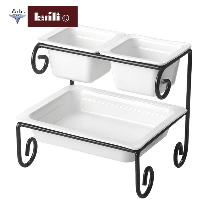 Ceramic multi-purpose self-service fruit plate, multi-layer bread display rack